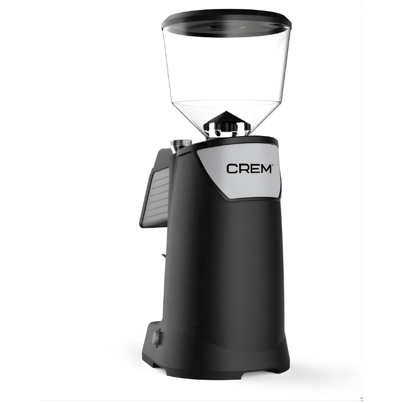 Rear view of the CREM Pulse 65 coffee grinder in black