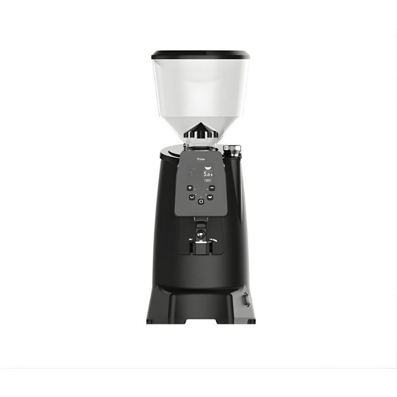 Front view of the CREM Pulse 75 coffee grinder in black